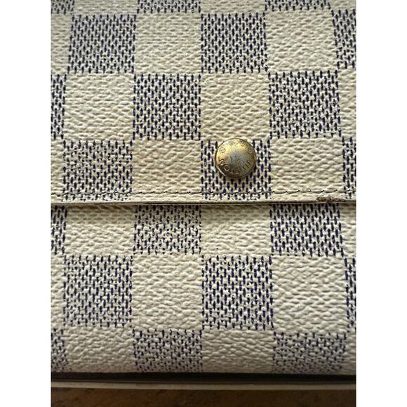 Louis Vuitton Sarah Wallet Womens Damier Azur Canvas Long French Purse France - Picture 5 of 16